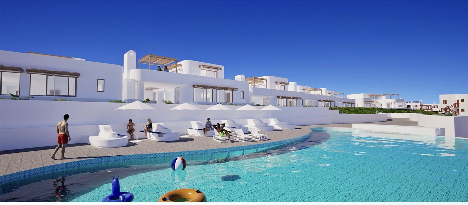 Artemis at Club Mykonos — the pool terrace looking across to the Langebaan lagoon