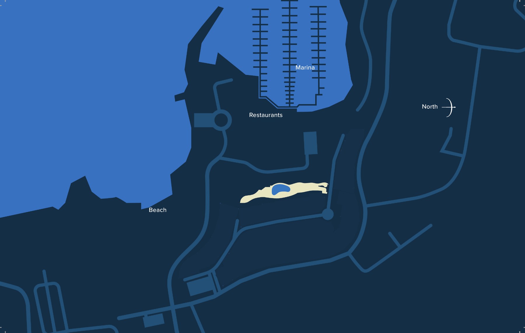 Artemis site plan — 45 plots between the marina and the beach at Club Mykonos
